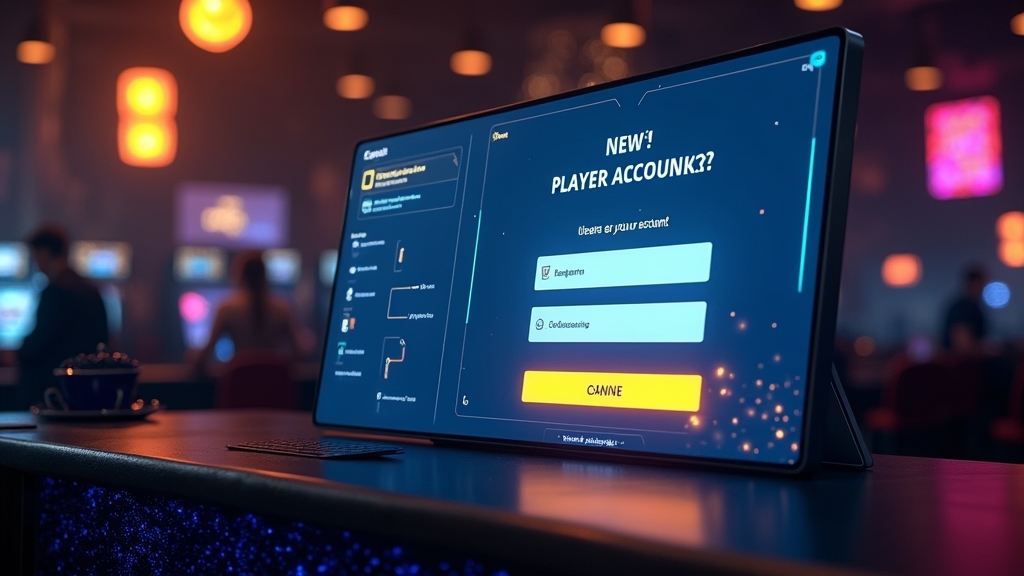 Nuovo giocatore che crea un profilo di registrazione su una scrivania digitale in stile casino