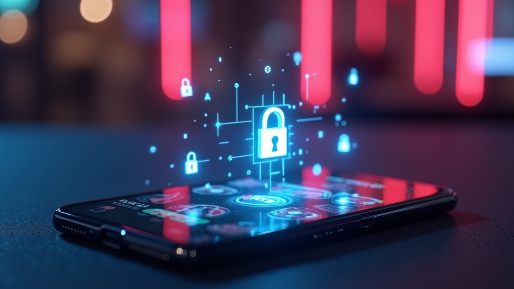 Android phone downloading a casino app in a neon-lit setting